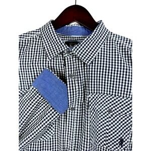 Lions Crest English Laundry Mens‎ 2X Gingham Check Button Up Long Sleeve Shirt